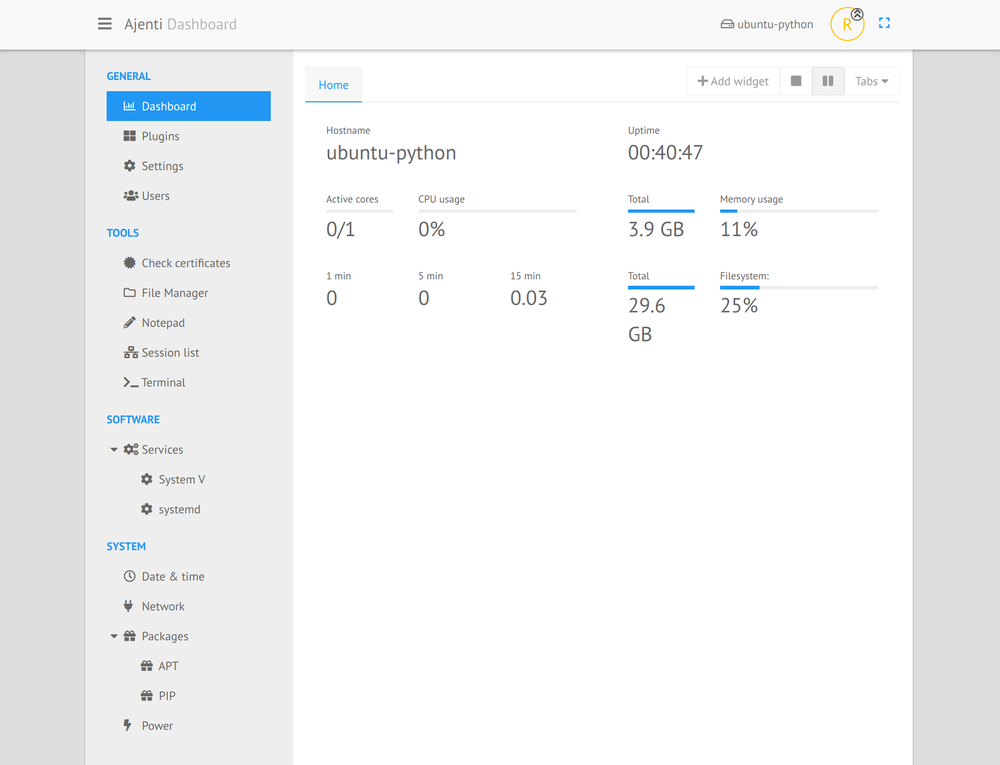Ajenti Dashboard